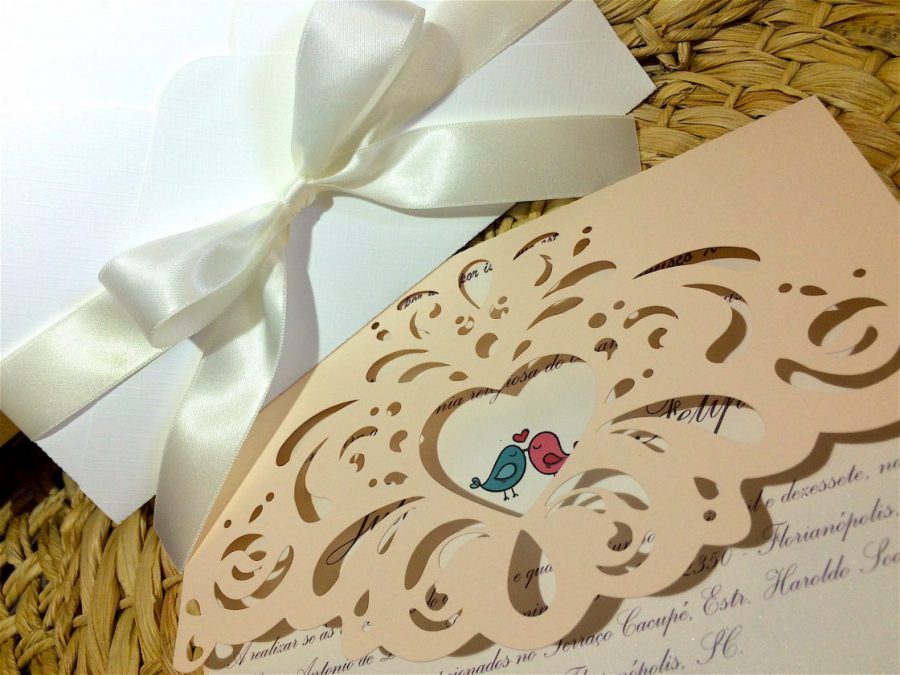 Convite de casamento Dois Amores com envelope