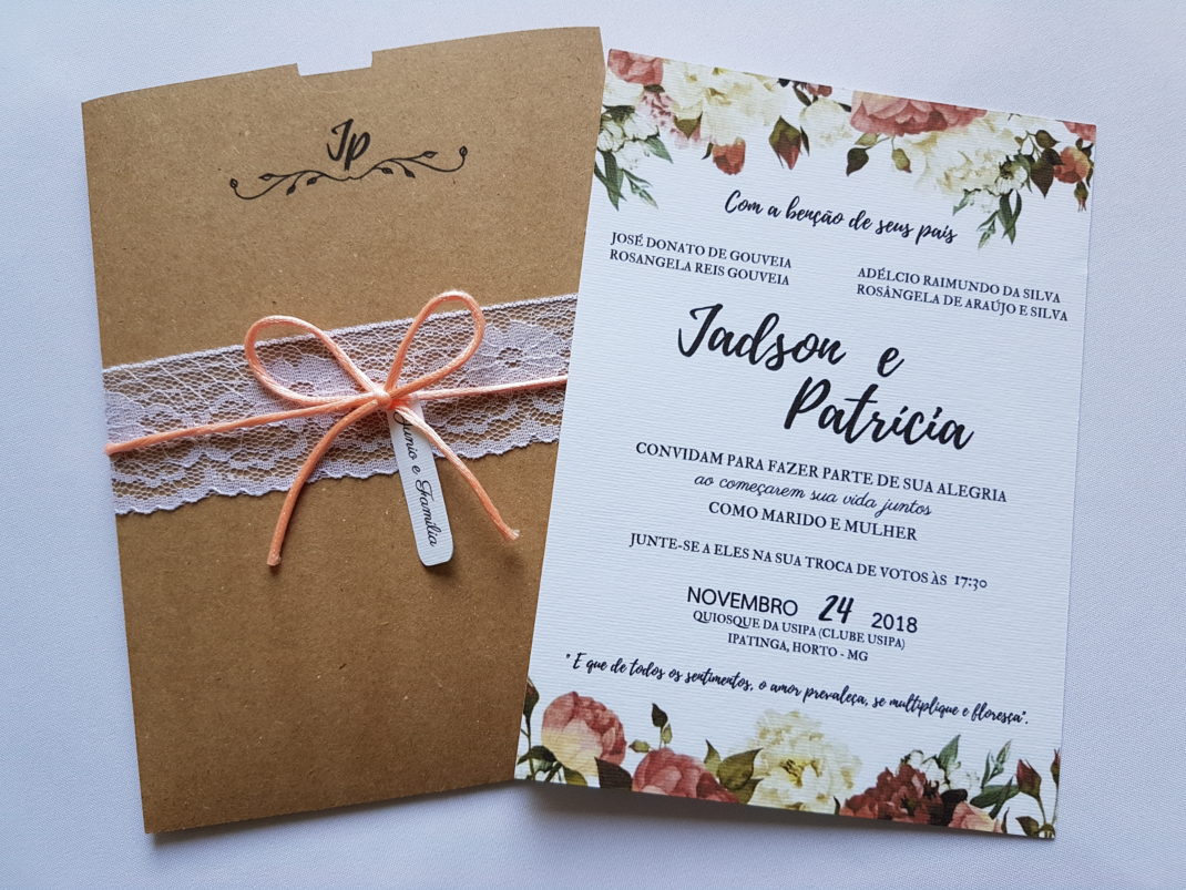 Convite de casamento "Patrícia e Jadson"