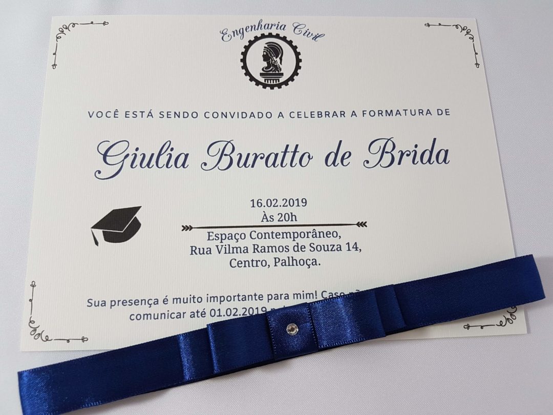 Convite de formatura "Giulia Buratto de Brida"