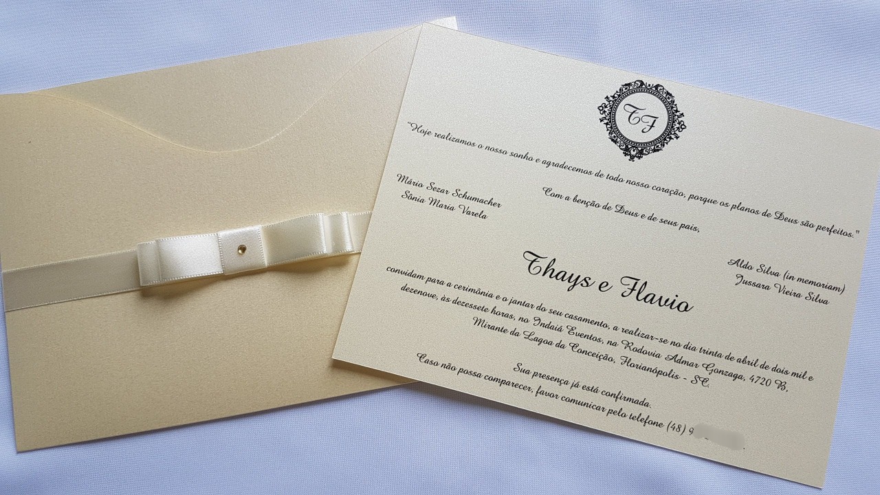 Convite de casamento "Thays e Flavio"