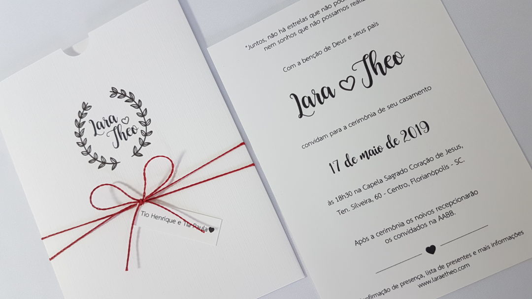 Convite de casamento "Lara e Theo"
