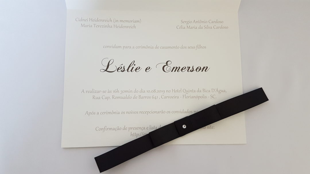 Convite de casamento "Léslie e Emerson"