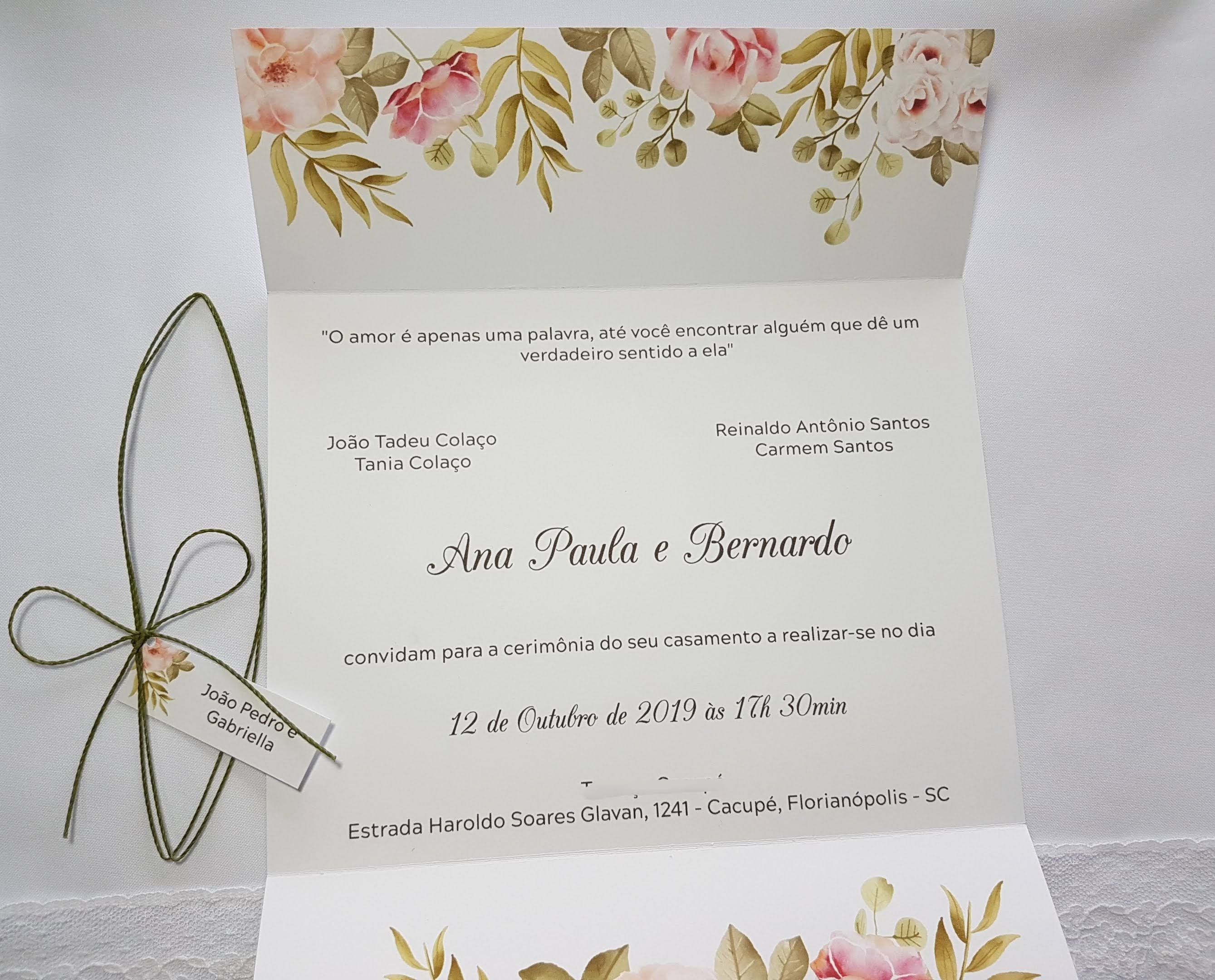 Convite de casamento "Ana Paula e Bernardo"