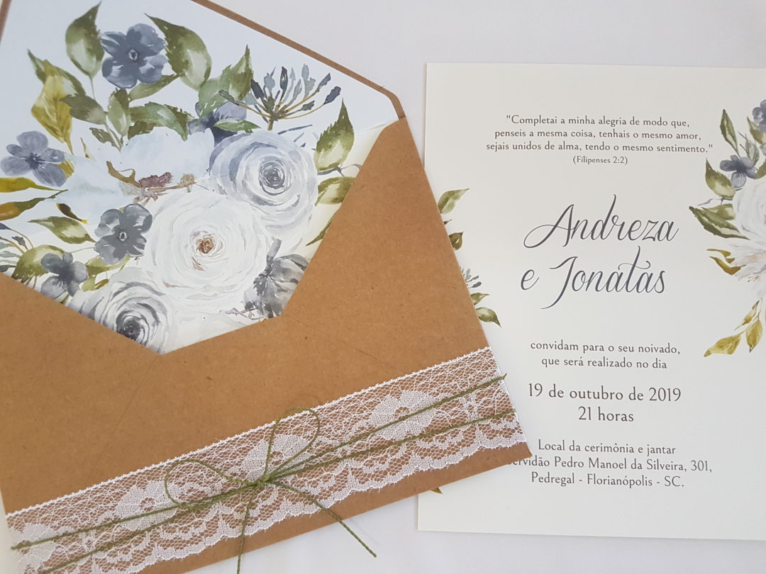 Convite de noivado "Andreza e Jonatas"
