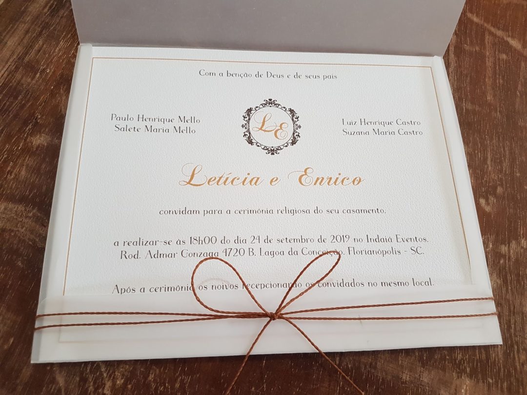 Convite de casamento "Letícia e Enrico"