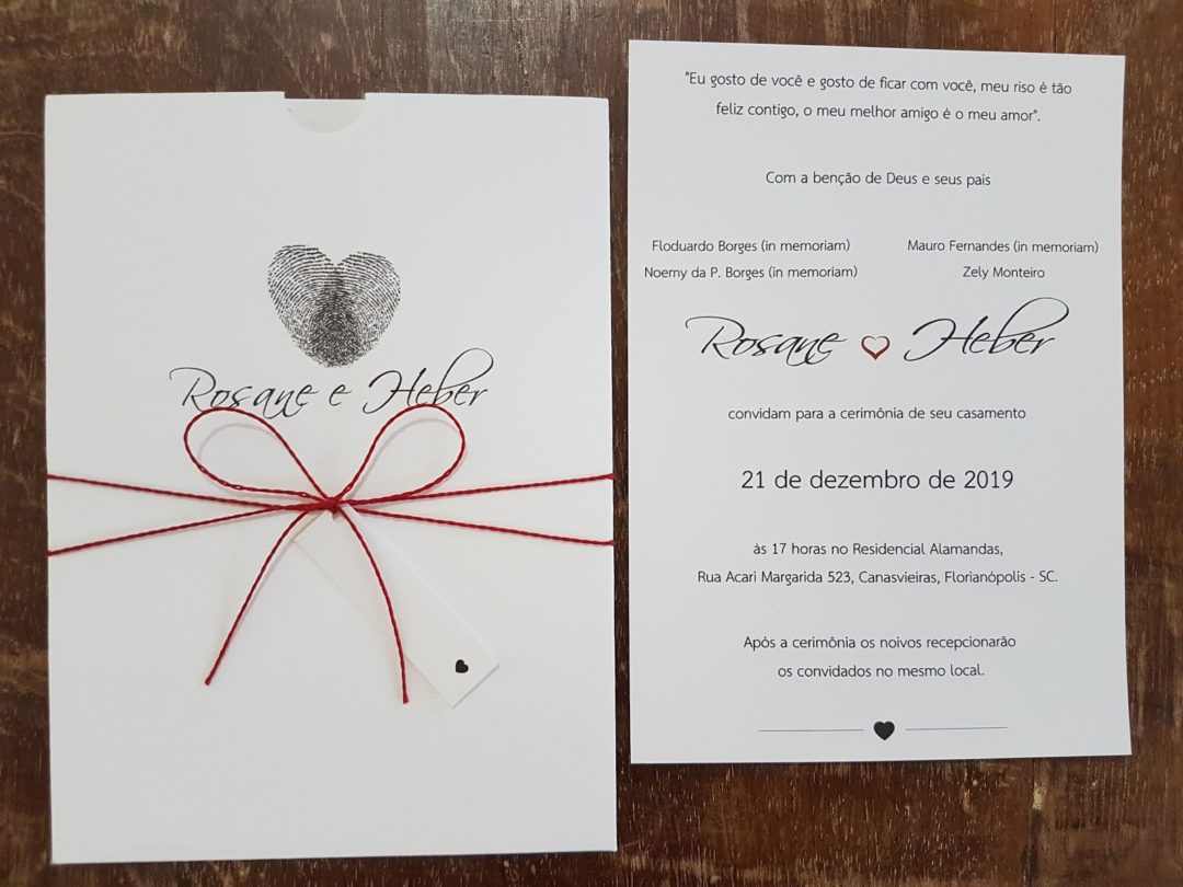 Convite de casamento "Rosane e Heber"