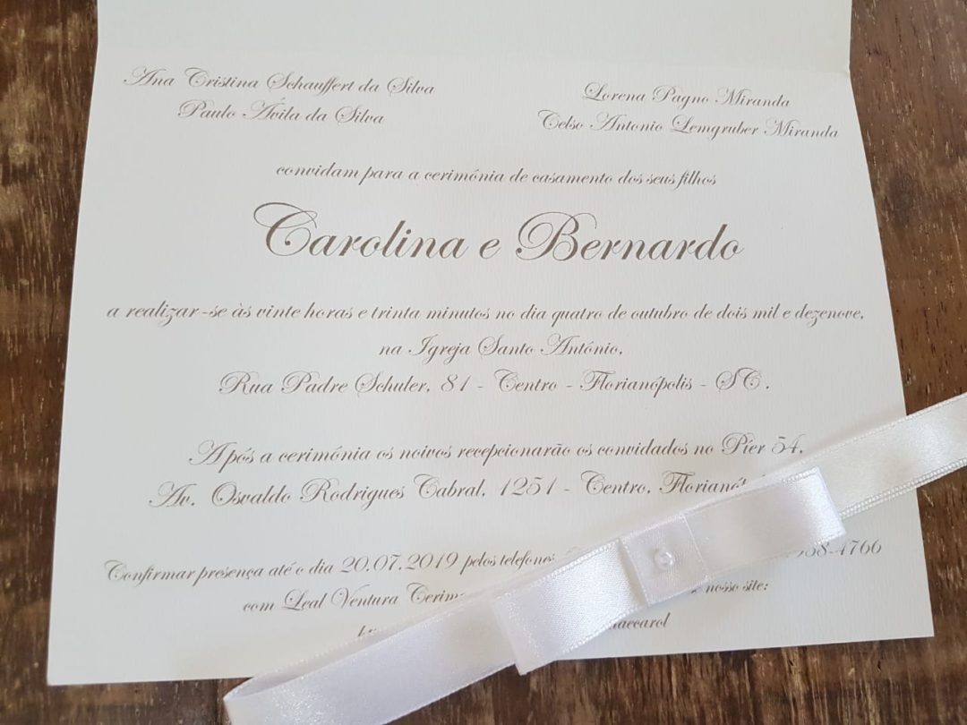 Convite de casamento "Carolina e Bernardo"