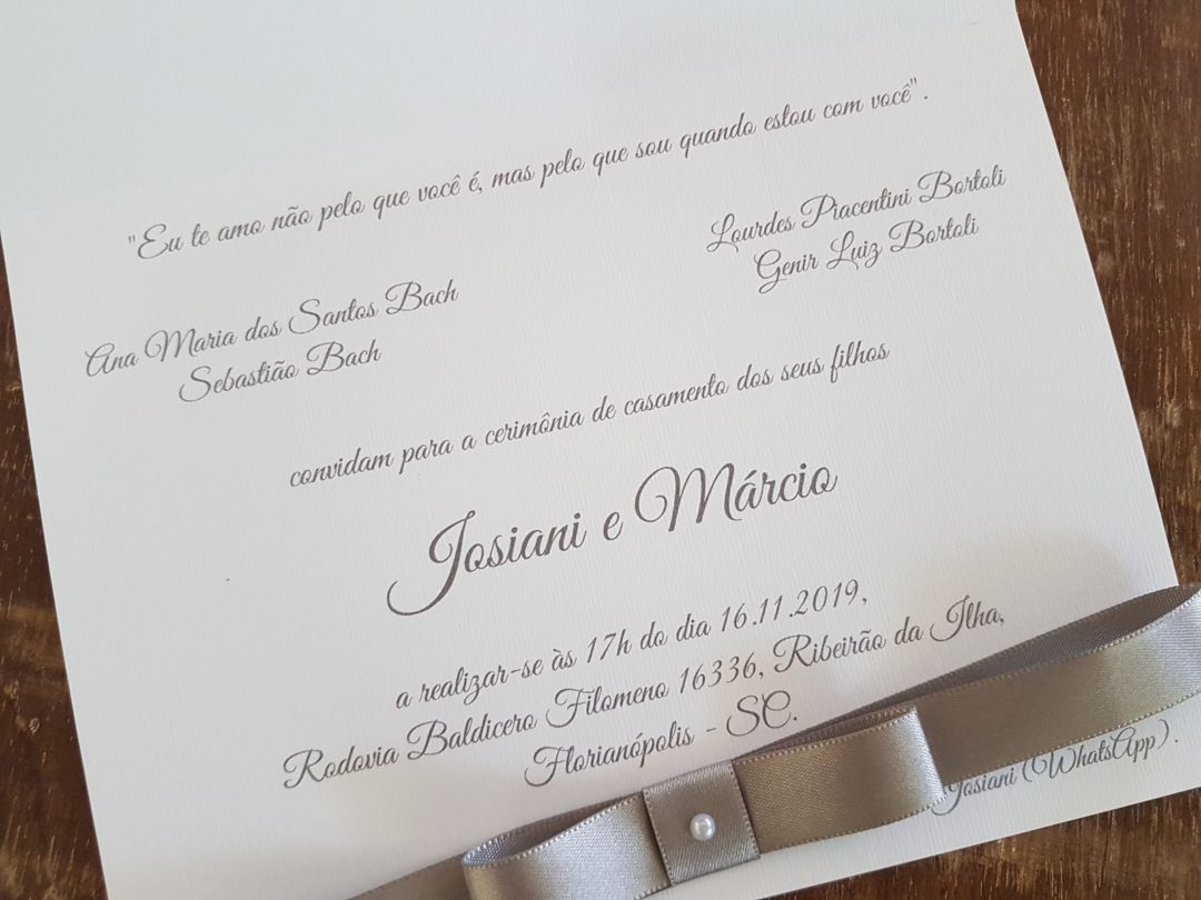 Convite de casamento "Josiani e Márcio"