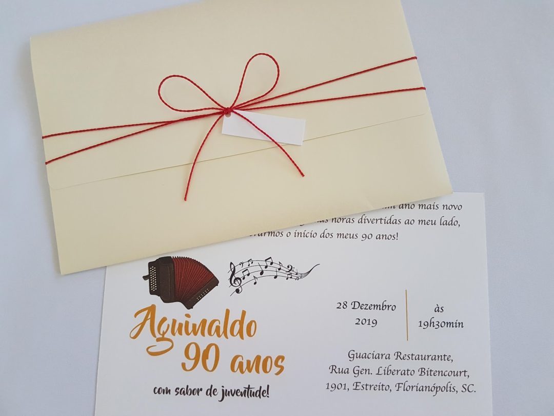 Convite de aniversário "Aguinaldo 90 anos"