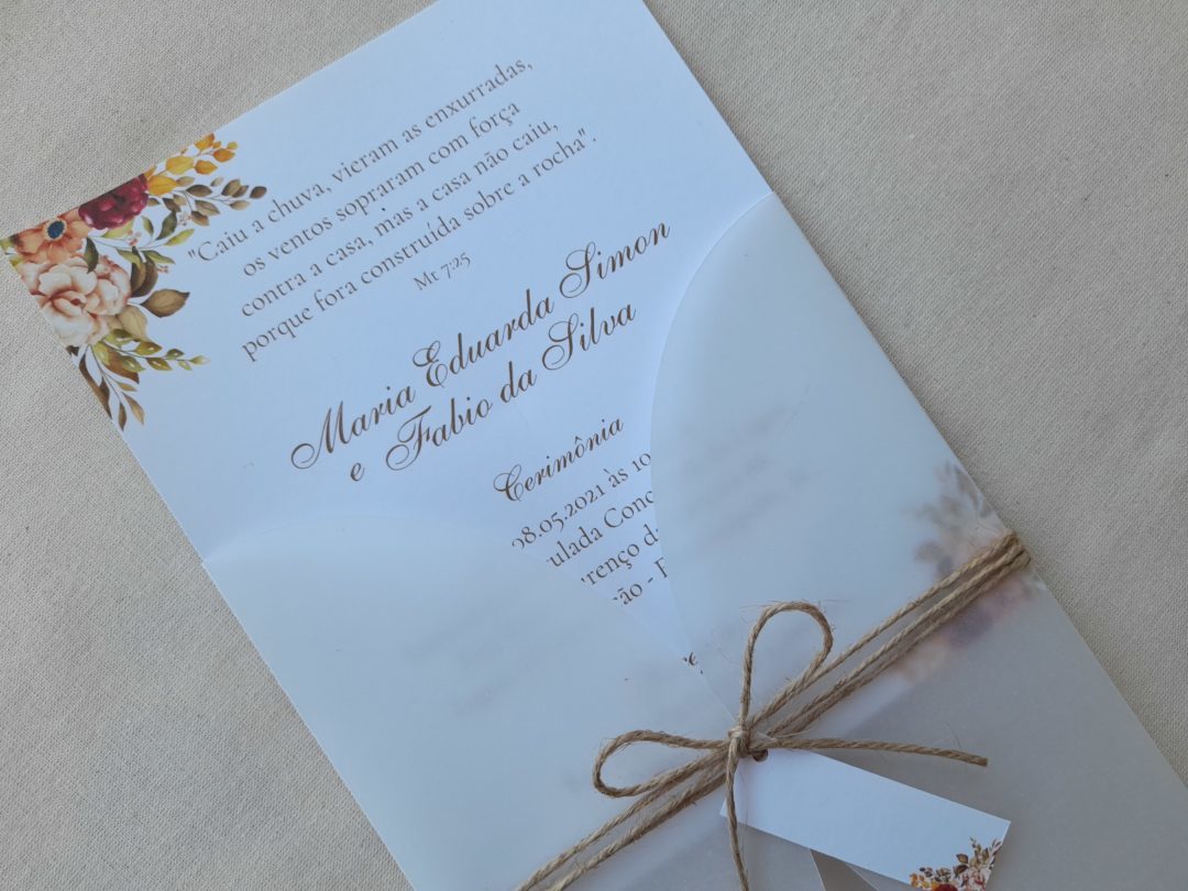 Convite de casamento "Maria Eduarda e Fabio"