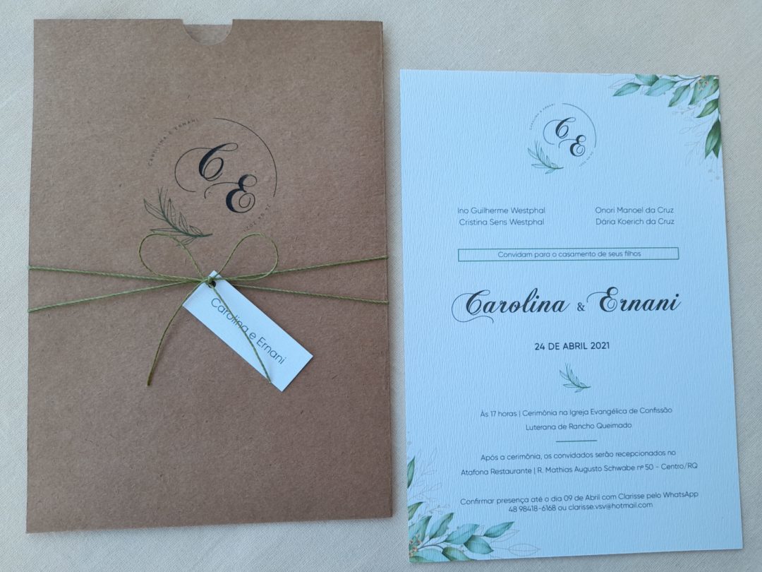 Convite de casamento "Carolina e Ernani"
