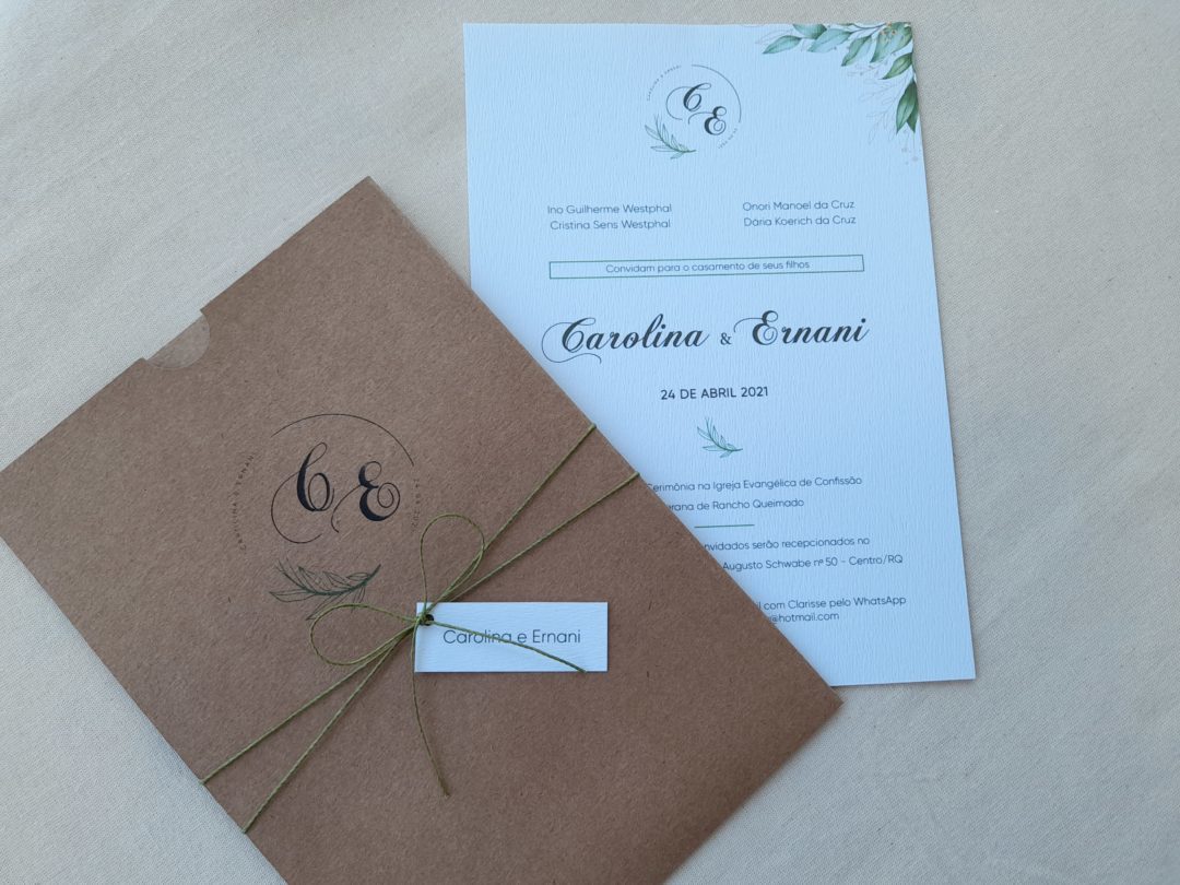 Convite de casamento "Carolina e Ernani"