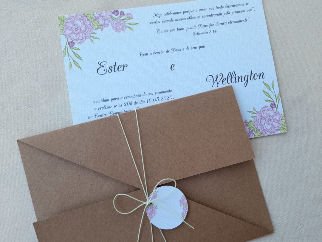 Convite de casamento "Ester e Wellington"
