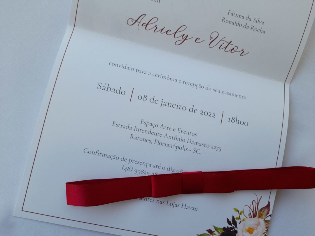 Convite de casamento "Adriely e Vitor"