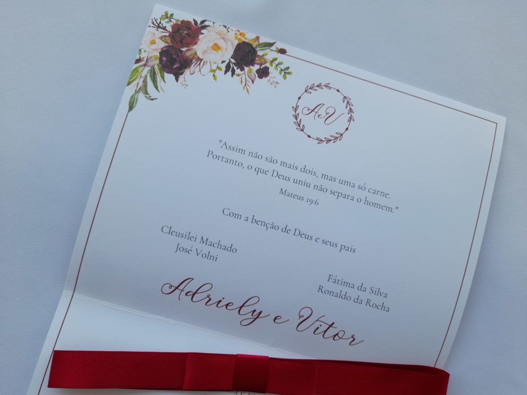 Convite de casamento "Adriely e Vitor"