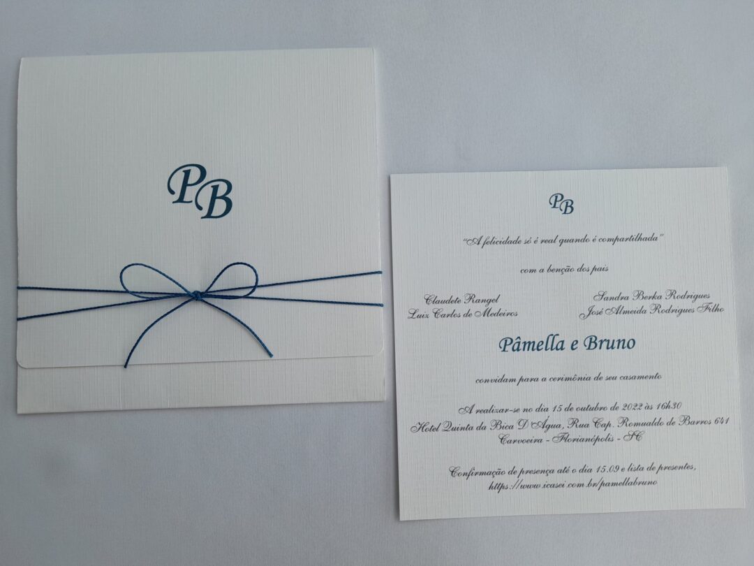 Convite de casamento "Pâmella e Bruno"